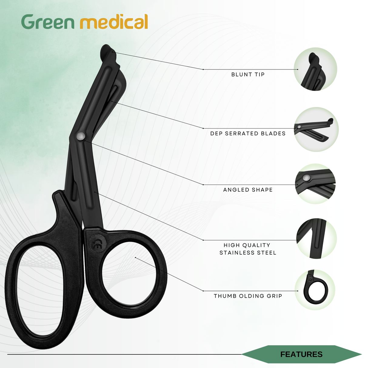Paramedic EMT Trauma Shears Nurse Scissors First Aid 7.25" Full Tactical Black