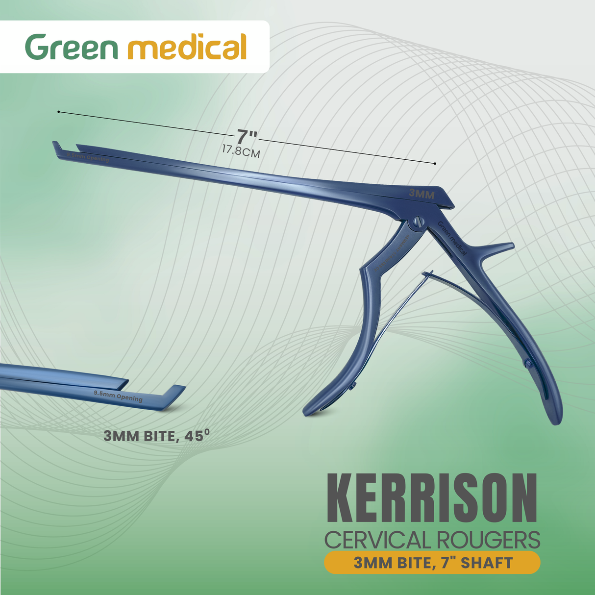 5 KERRISON Rongeurs 7" 1, 2, 3, 4, 5mm up 45 Blue Handle Orthopedic German Grade