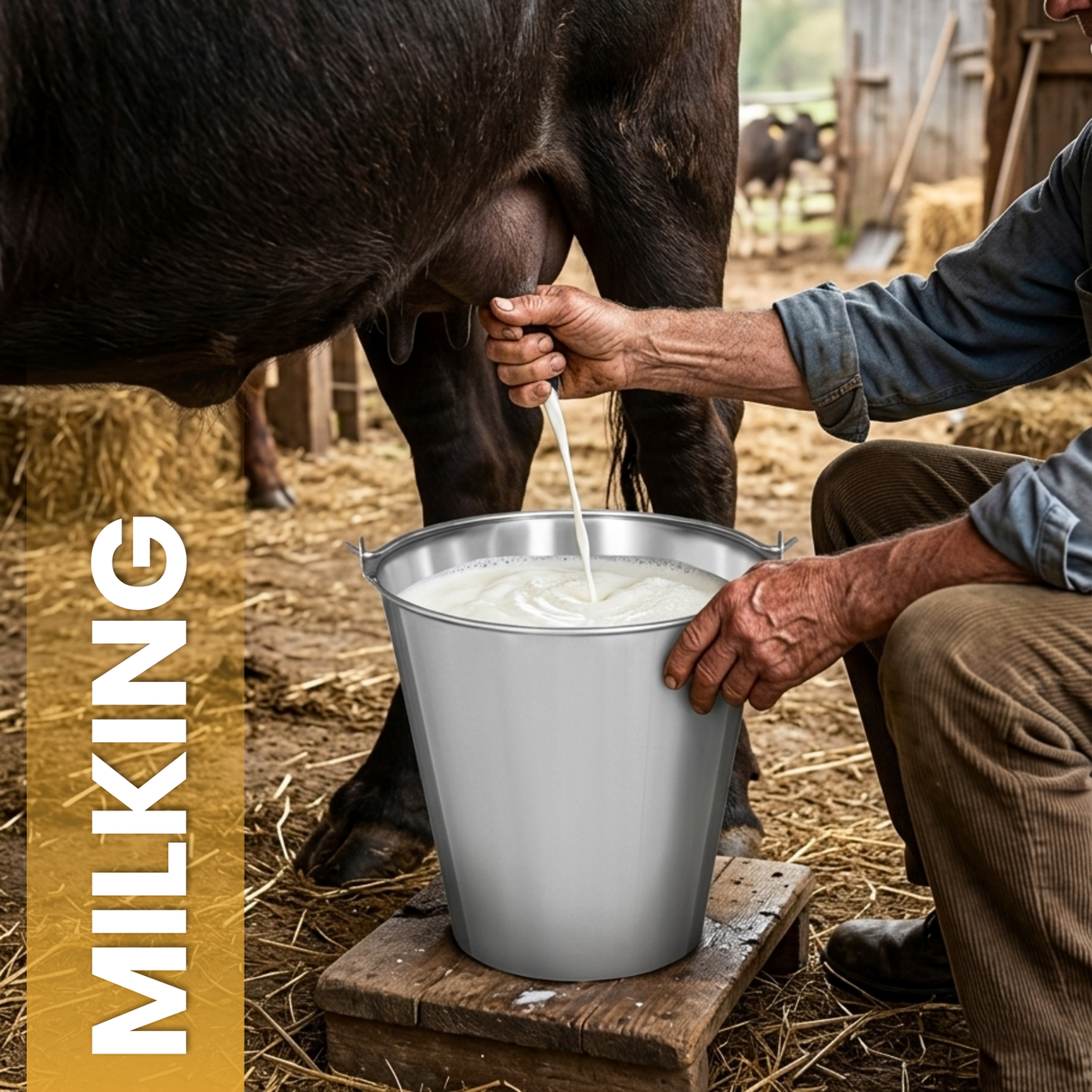 12 Litre Polished Stainless Steel Bucket for Farm, Home & Garage Use