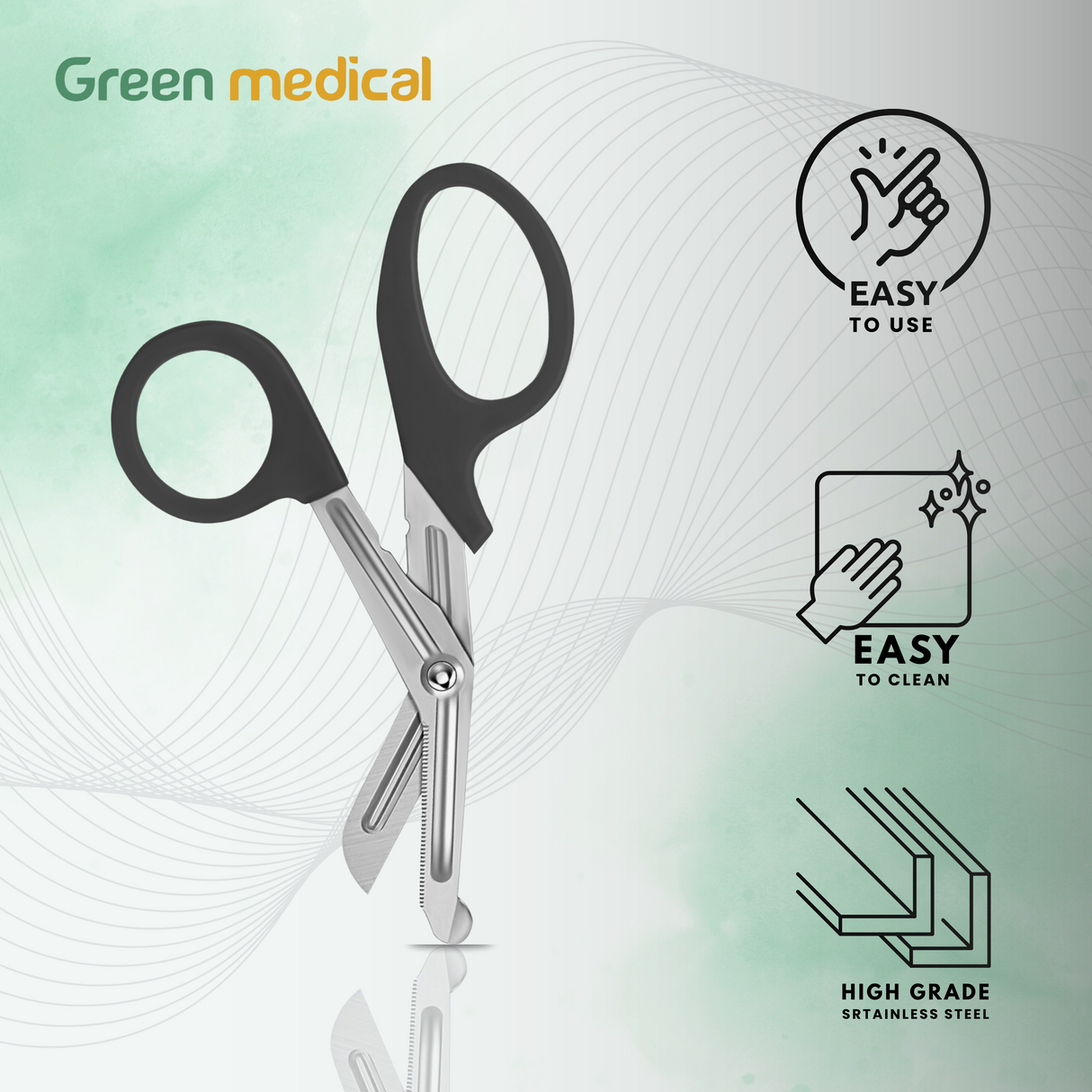 Paramedic EMT EMS Trauma Shear Nurse Scissor First Aid 7.25" Black German Grade