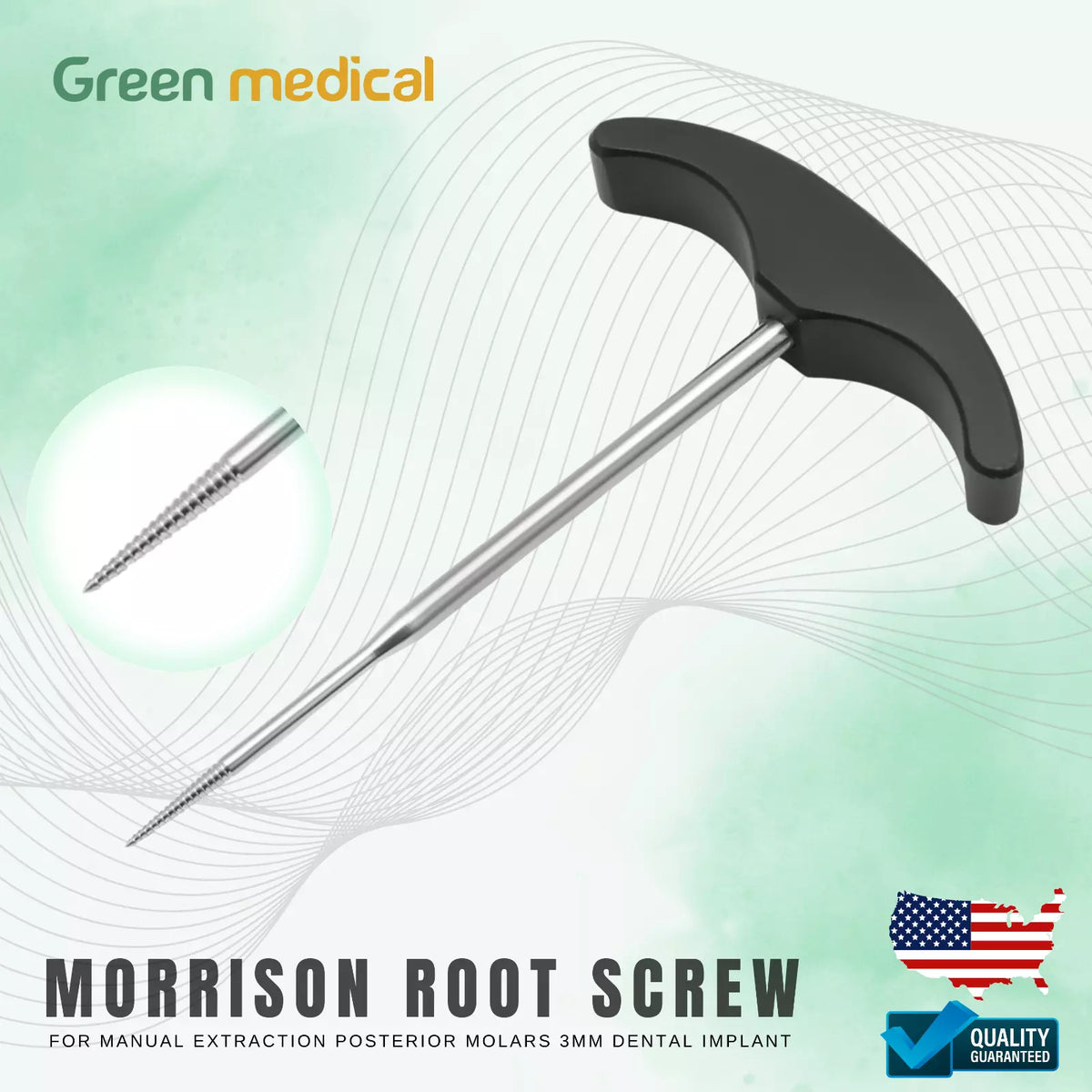Morrison Root Screw for Manual Extraction Posterior Molars 3mm Dental