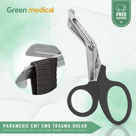 Paramedic EMT EMS Trauma Shear Nurse Scissor First Aid 7.25" Black German Grade