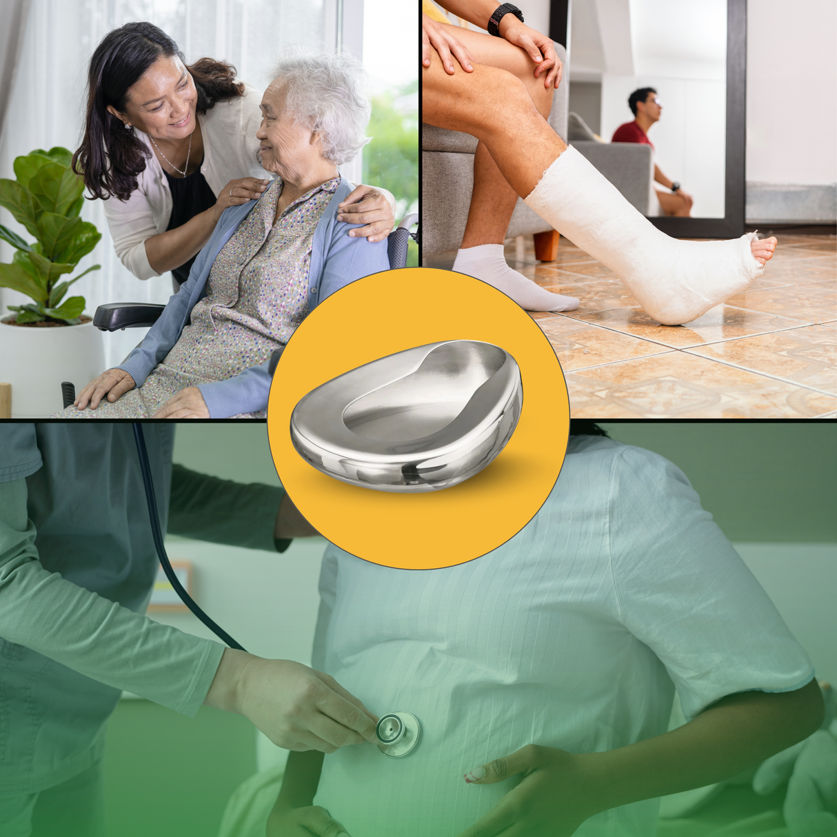 Adult Bed Pan – Hospital Grade Stainless Steel, Reusable Medical Bedpan (14" x 11-3/8")