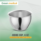 Stainless Steel Iodine Cup, 6 oz – Medical Surgical Grade Bowl,3-2/5" x 1-1/5"