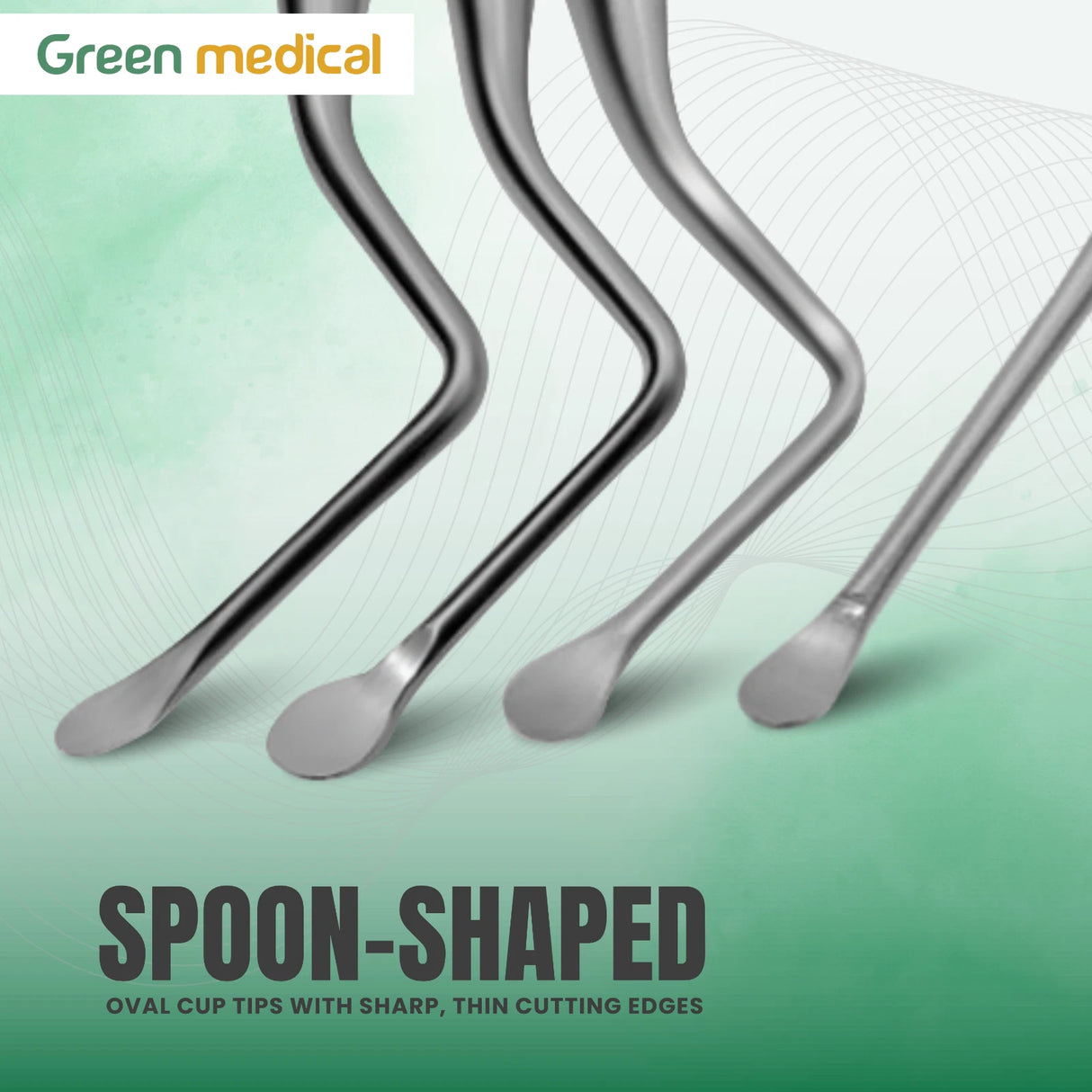 Lucas Bone Curettes Set of 4 Pcs – Dental Surgical Instrument Stainless Steel