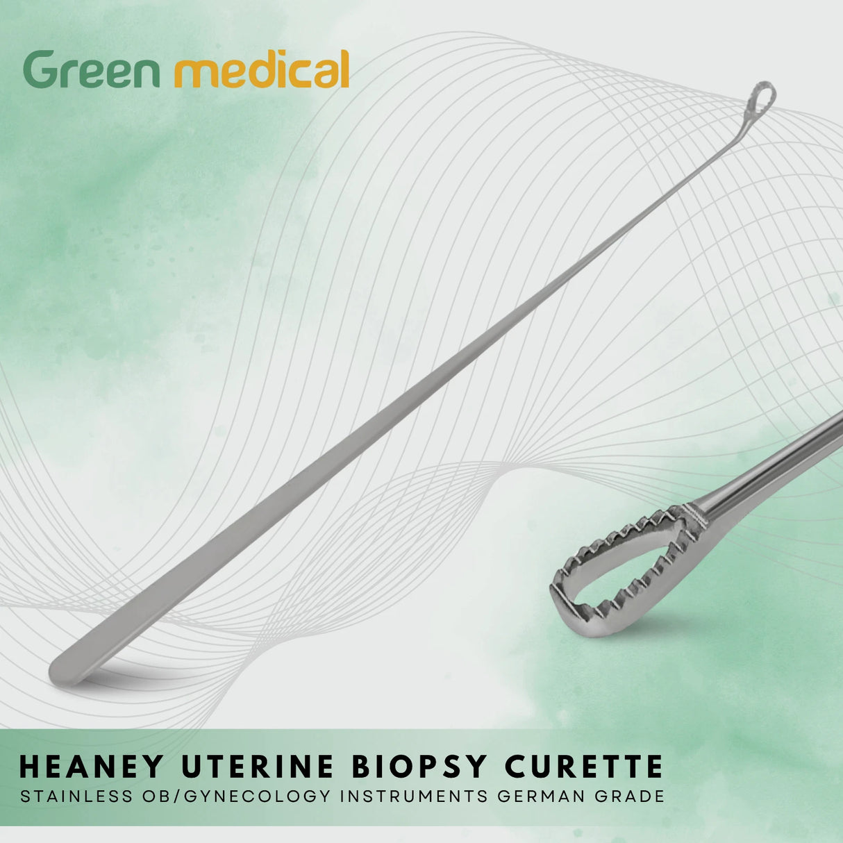 Premium Heaney Uterine Biopsy Curette – German Stainless Steel OB/GYN Gynecology Surgical Instrument Tool