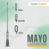 Mayo Common Duct Scoop, 10.5", Malleable Shaft, Size: Small, Medium, Large