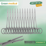 12 Pcs Mosquito Locking Forceps 5" Straight Surgical & Veterinary Instruments Stainless Steel German Grade
