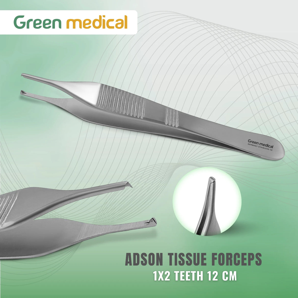 Adson Tissue Forceps 1x2 Teeth 12 cm | Surgical German Grade Instrument