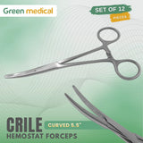 12 Pcs Crile Hemostat Forceps 5.5" Curved – Stainless Steel German Grade Surgical Instruments