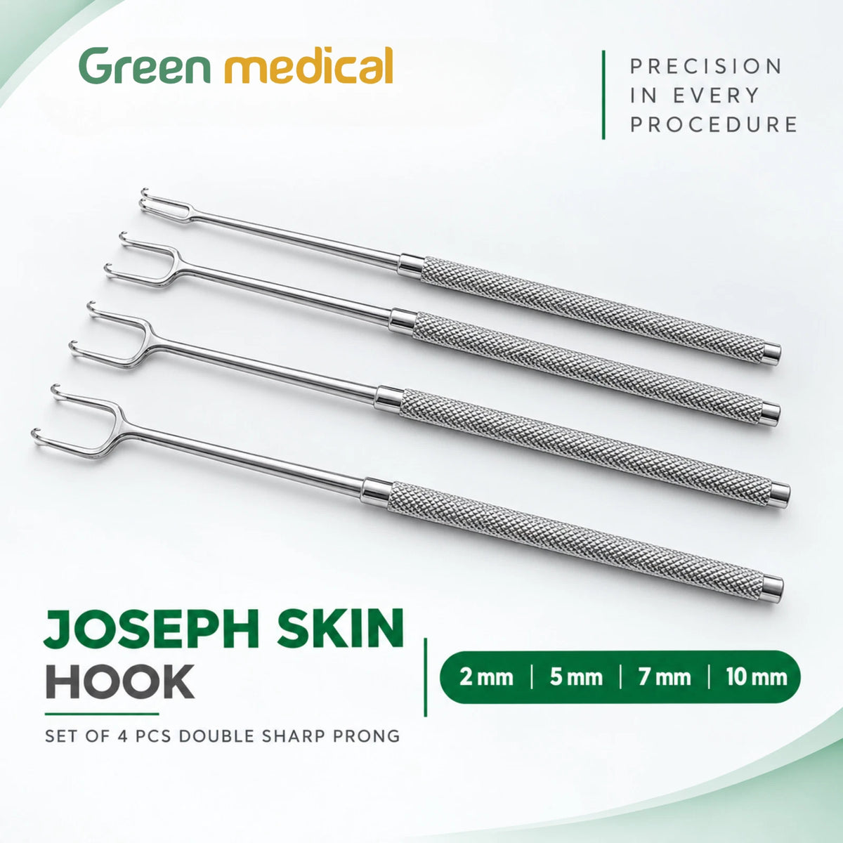 4 Pcs Joseph Skin Hook Set 6.25" Double Sharp Prong Surgical Retractors German Grade