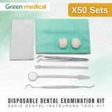 50 Pack Disposable Dental Examination Kit 8-Pcs Basic Instruments Set
