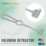 Volkman Retractor 6 Sharp Prongs Ring Handle 8 3/4" Orthopedic Surgery Tools