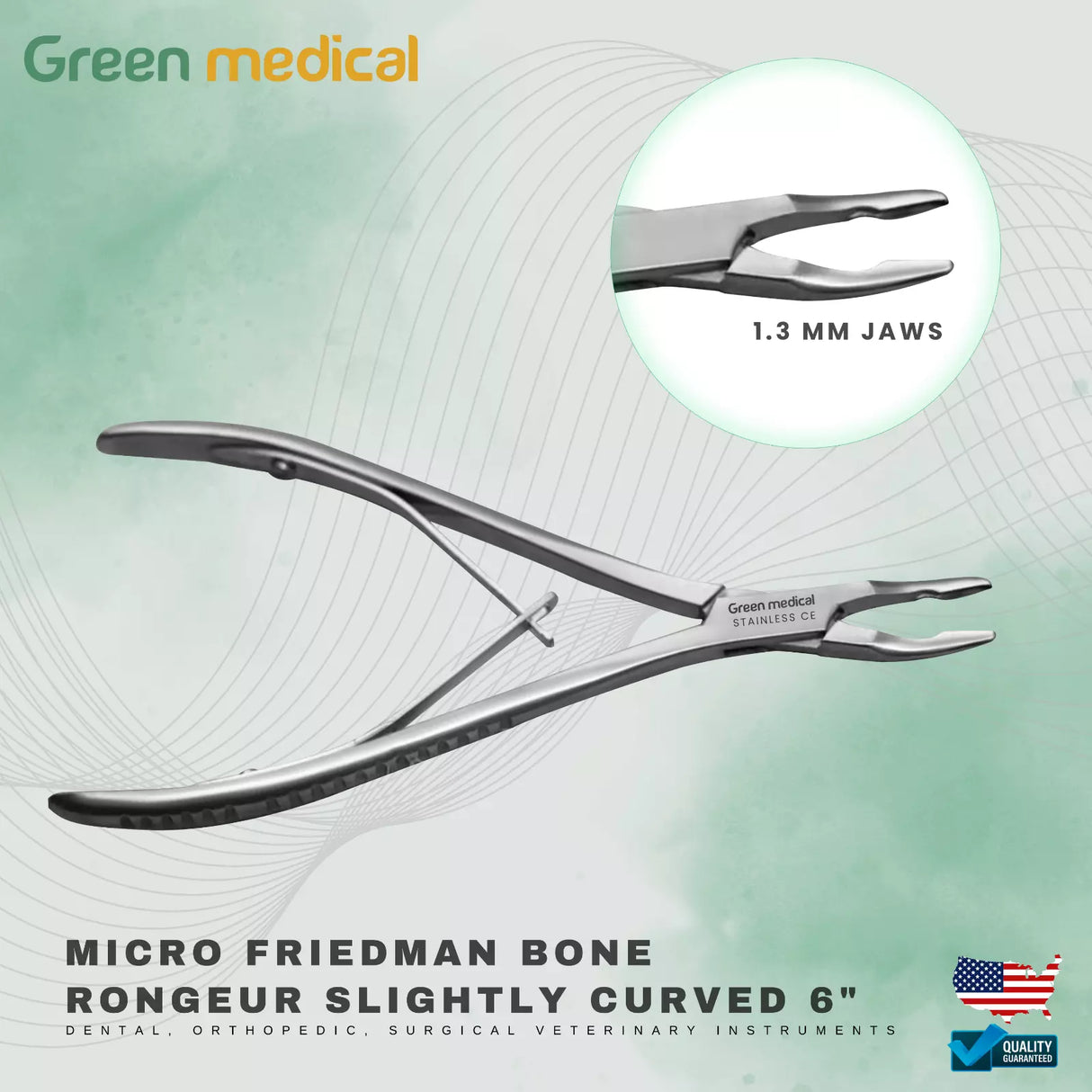 Micro Friedman Bone Rongeur Curved Surgical Dental 1.3mm Jaw German Grade