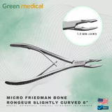 Micro Friedman Bone Rongeur Curved Surgical Dental 1.3mm Jaw German Grade