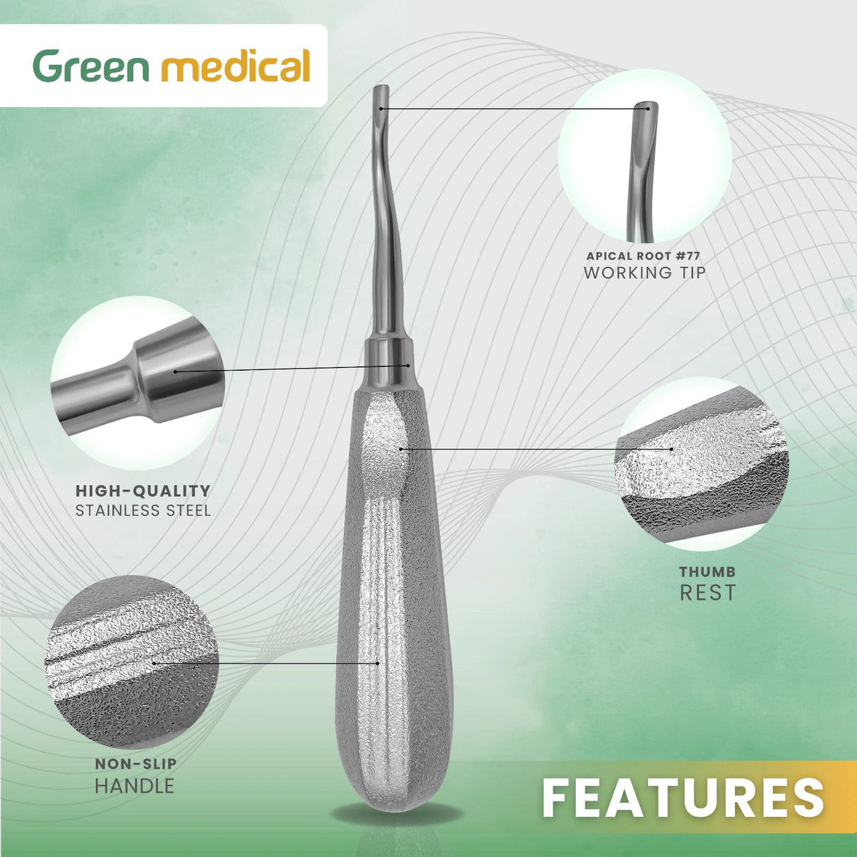 Dental Apical Root Elevators #77 Periodontal Tooth Extraction German Grade