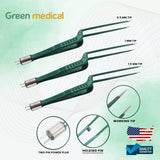 SET OF 3 Non-Stick Bipolar Forceps Us Connector 2 pin, 22cm TIP 0.5mm,1MM,1.5MM