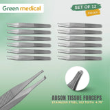 12 Pcs Adson Tissue Forceps 1x2 Teeth 4.75" Surgical Instruments Stainless Steel German Grade Set