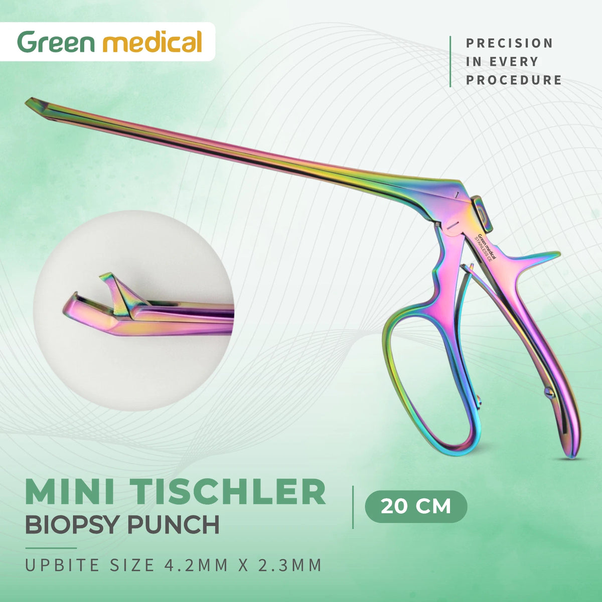 Titanium Rainbow Mini Tischler Biopsy Punch 20cm Upbite Size 4.2mm x 2.3mm
