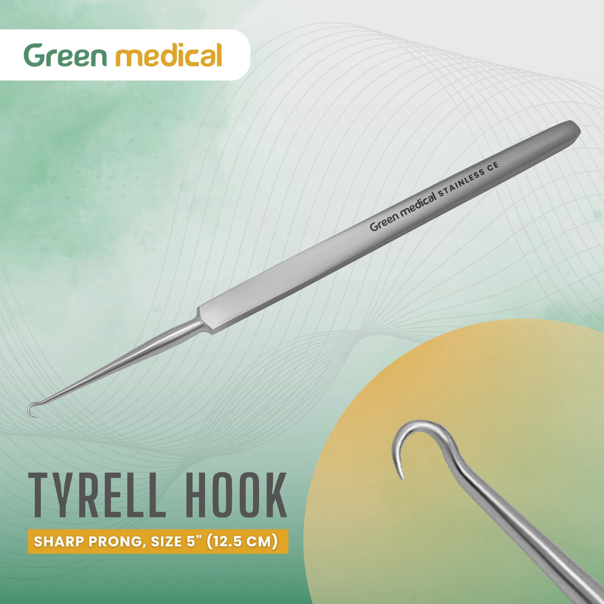 Tyrell Skin Hook, 5", Delicate 1 Sharp Point, Premium German Stainless