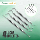 Lucas Bone Curettes Set of 4 Pcs – Dental Surgical Instrument Stainless Steel