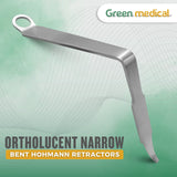 Ortholucent Narrow Bent Hohmann Retractor Surgical Ortho Instrument German Grade