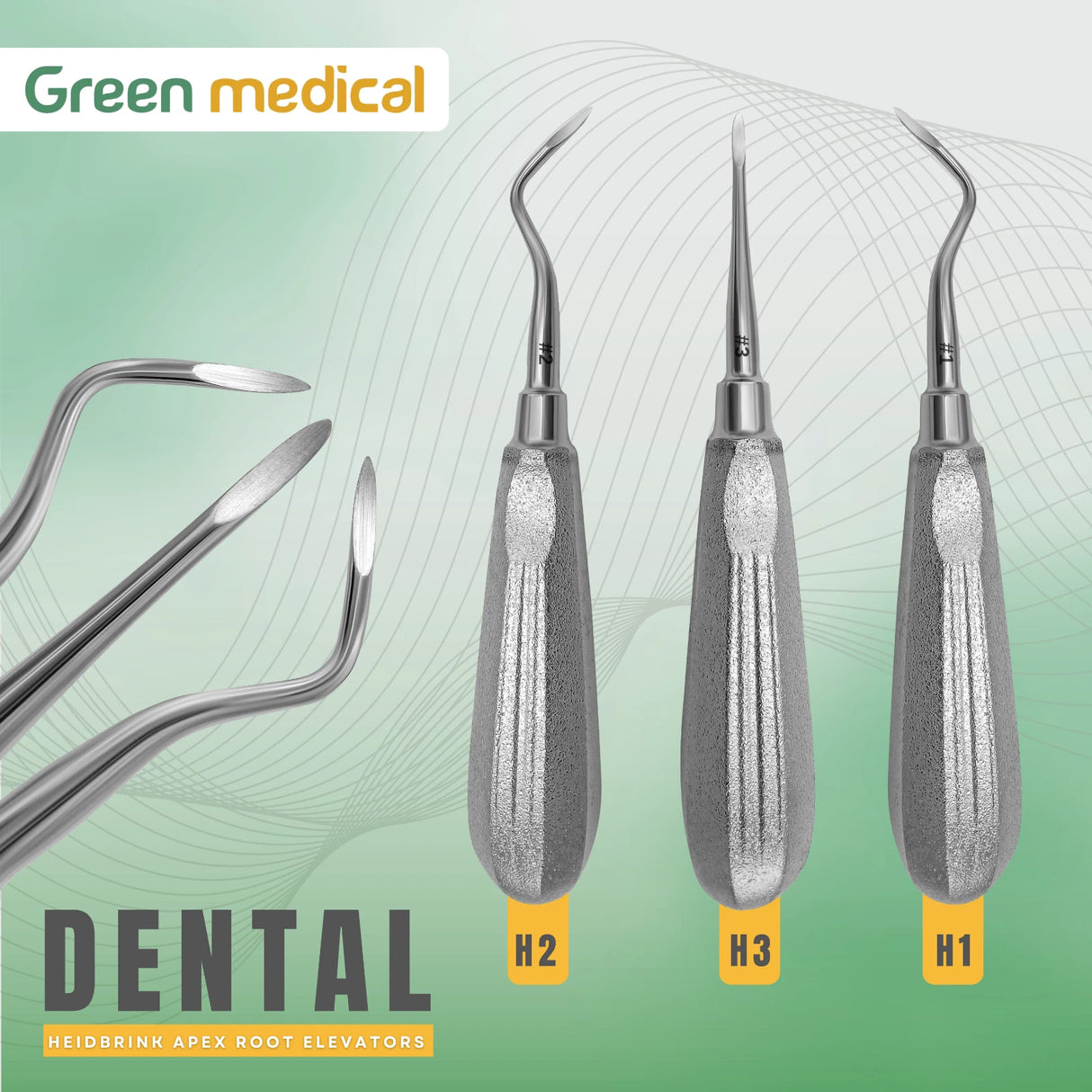 Dental Heidbrink Apex Root Tip Pick Elevators H1 H2 H3 Tooth Surgery Set