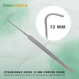 Ophthalmic Strabismus Hook 13mm Curved – Surgical Instrument for Retina Procedures