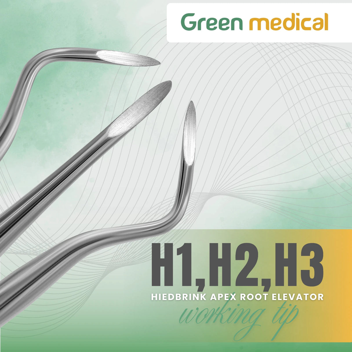 Dental Heidbrink Apex Root Tip Pick Elevators H1 H2 H3 Tooth Surgery Set