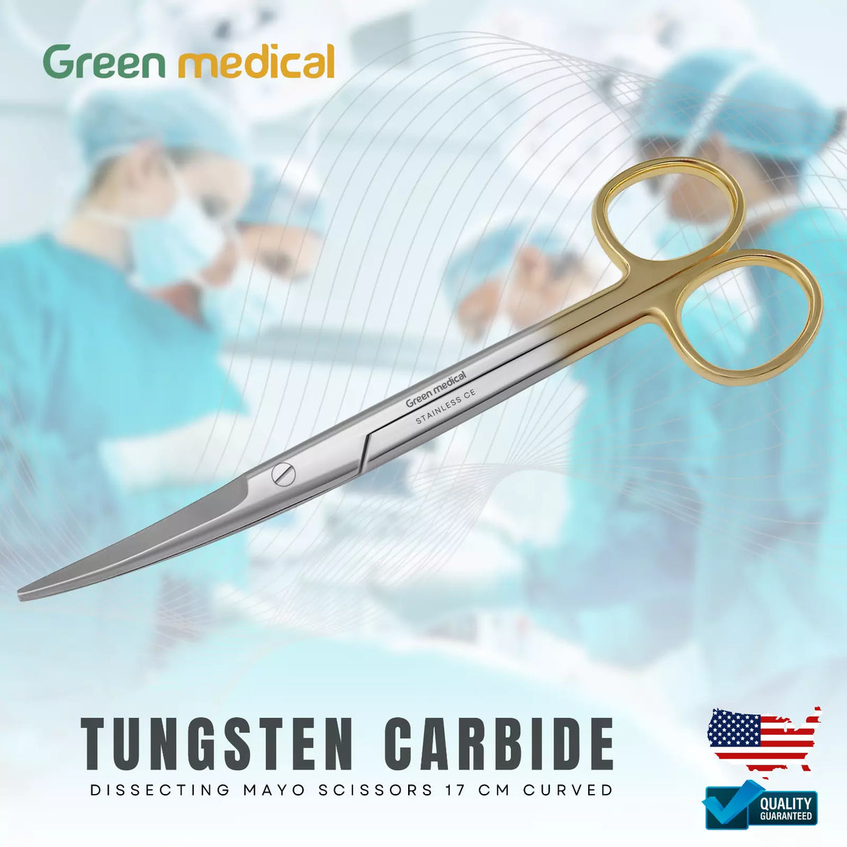 T/C Mayo Dissecting Scissors Curved 6.75" Stainless Steel German Grade