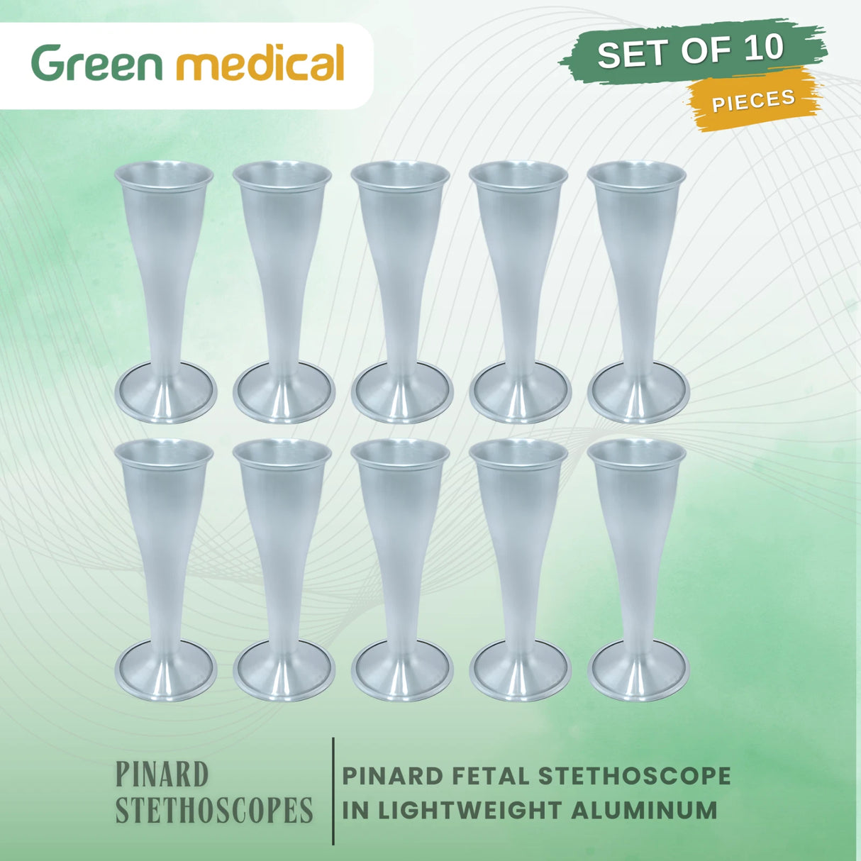 10 Pcs Pinard Fetal Stethoscope OB/GYN Aluminum Lightweight German Grade